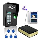 指紋認識WiFiワイヤレスビデオドア電話DoorBellホームインターコムシステムIR RFIDカメラ