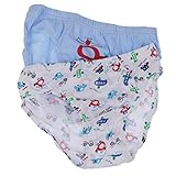 【ノーブランド品】 2枚　子供　キッズ　コットン　下着　ブリーフ　パンティー　パンツ　可愛い　全3サイズ4パタン - 飛行機の男の子, 3-4T