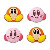 PERFECTSIGHT Switch サムグリップ かわいいジョイスティックキャップ Nintendo Switch/Switch Lite/Switch OLED Kirbyファン用 サムスティックカバー 4個 NSジョイコンコントローラー用アナログスティックボタンカバー、ピンク+オレンジ
