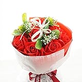 BIOフレグランスソープフラワー　Newローズブーケ　クリアバック・ギフトボックス付　お祝い　記念日　お見舞い　バレンタインデー　ホワイトデー　母の日　　 (レッド)