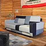 木製フレーム デニム パッチワークソファ ブルー系 カジュアルテイスト 170cm 2Pソファ 完成品 幅170 奥行84 高さ75 座面までの高さ40cm MK