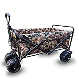 ガーデントロリー、4輪屋外旅行大自転車、折り畳み式スチールフレームビーチヘビーデューティーカート、100kg (色 : 迷彩, サイズ さいず : 100 * 50 * 55)