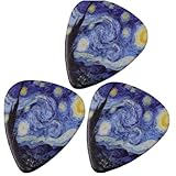 ギターピックセット ギターピック ゴッホの星空 メタル ピック 収納ボックス ベース エレクトリック アコースティック ギター用 ギフト 3個