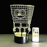 Caryy 3d LED Illusionランプ、7色リモートコントロールDimensional Visualかわいいアイデアライト、光学式ナイトライト、装飾雰囲気テーブルランプ、子供クリスマス誕生日