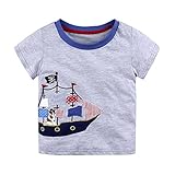 Tovadoo 子供服 ベビー服 男の子 トップス tシャツ 春夏 半袖 車柄 汽船柄 犬キャプテン 多色 可愛い プレゼント 通学 旅行 海遊び 18ヶ月-6歳
