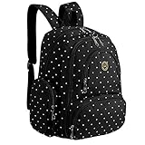 Abonnylv Diaper Bag Backpack with Insulated Pockets , Changing Pad and Stroller Strap (Black Dot) by