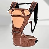 ベビーベルト、ウエスト、バックとヒップ、多機能コーデュロイ通気性ベビーキャリアのすべての季節 (3-15KG、0-36 ヶ月),Brown