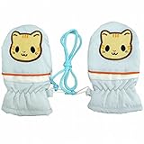 スノーグローブ ミトン 猫 ひも付き サックス TS(3-4才)