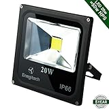 Enegitech 20W LED Flood Light Outdoor 1800lm 6000K Cool White 50W HPS Equivalent IP66 Waterproof Sec