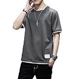 [Goodfeel] tシャツ メンズ 半袖 夏服 丸首 ティーシャツ 綿 柔らか 快適 メンズ おしゃれ カジュアル 重ね着風 レイヤード 人気 トップス 春 秋
