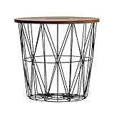 エア・リゾーム サイドテーブル おしゃれ バスケット かご 収納テーブル ワイヤーバスケットテーブル Dina(ダイナ) ブラック×ブラウン