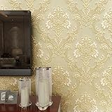 DIY ３D立体 壁紙 ダマスカス 不織布 壁紙 オシャレ壁紙 シール のりなし 防水 ベッドルーム リビングルーム テレビの背景 53cmx10m (ベージュ（Ｂタイプ）)