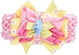 grow baby  ボリュームリボン ヘアーバンド ピンク・イエロー ポリエステル 23029