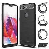 【スマホリングスタンド付】【GTO】 OPPO R15 Pro ケース カバー 炭素繊維 TPU シリコン素材を使用した ケース 保護バンパー 高品質アンチグレア素材を使用した耐水、防指紋、散熱加工の超薄型、スタイリッシュバンパーケース ブラック