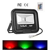 【一年保証】SOLLA LED投光器 16色 舞台照明 スポットライト 舞台ライト スポットライト 防水IP65 作業灯 リモコン付き RGB投光器 10W【改良型】