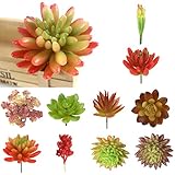Fenteer 人工観葉植物　枯れない　造花　人工植物　装飾　多肉植物　花　飾り　ホーム　オフィス　赤　2個入り　