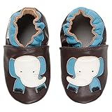 モモ ベビー 乳児/幼児用ゾウさんデザイン ソフト ソール レザーシューズ ネイビー 12-18 ヶ月/米国幼児用サイズ4.5-5.5 M (インポート)