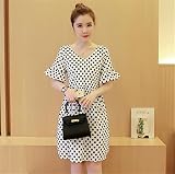 マタニティウェア 服 ワンピース ドット柄 レジャー ゆったり カジュアル ワンピース 妊婦服 産前 産後 レディース マタニティワンピース L ホワイト