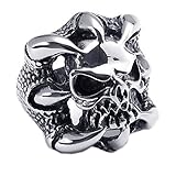 KONOV ジュエリー ファッション アクセサリー メンズ リング 指輪, バイカーズ ゴシック トライバル 髑髏 頭蓋骨 ドクロ スカル クロー, ステンレス, カラー
