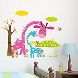 MLMSZ Giraffe Flower Sun Tree Removable Wall Stickers for Kids' Room Home decor zoo Decals children 