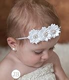 エレガントな素材感トリプルサテンフラワーとレースのヘアバンド☆ホワイト