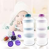 Classicbuy　離乳食　保存容器　ミルクケース　粉ミルク容器　収納ボックス　持ち歩き　小分け　外出　おでかけ　3層ミルクストック　ミルクボックス　透明　パープル　ブルー可選