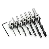7 PC HSS 5 溝皿穴ドリルビット木工用ねじ面取りツール設定 3-10 mm