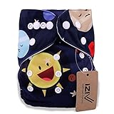 iZiv新生児1厚いおむつ付きオーガニック幼児防水/調整/再利用可能/洗えるポケット布おむつのフィット赤ちゃん0.5-3歳(宇宙)