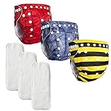 Big elephant 3パック赤ちゃん再利用可能な布ポケットおむつwith 3マイクロファイバーInserts pd-01