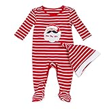 Zhhlinyuan 良質 赤ちゃん Girls Boys Long sleeves Santa Claus Print Romper + Hat Two pieces Infant Kids Jum
