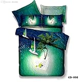 の卸売 1 に設定されて - （ 3 ～ 7 ピース ) 綿 100 ％ 3 d オーシャンブルー寝具セットカバーセット夏の休日のクイーン、キングサイズのベッドオーシャンビューシートギフト羽毛布団