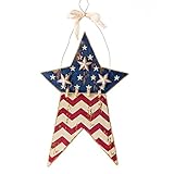 Glitzhome素朴な木製Patriotic Star壁装飾