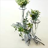 花瓶 おしゃれ フラワーベース 一輪挿し ガラスのツインベース グレイ [sik1098]