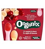 Organix Apple & Cherry and Apple & Banana 4+ Months Stage 1 4 x 100g (Pack of 2) - Organixアップル＆チェリーと