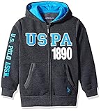 U.S. Polo Assn. Big Boys' Fleece Hoody Dark Heather Gray 8 [並行輸入品]