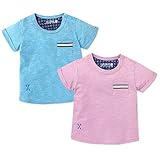 (パープル/95cm) ベビー服 男の子 Tシャツ 半袖 スラブ生地 無地 刺繍装飾 テープ装飾 袖フェイクロールアップ 胸ポケット 男児 ベビー