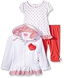 Nannette Little Girls 3 Piece Hooded Jacket Shirt and Legging Set White 12 Months [並行輸入品]