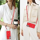 Cavor Galaxy S23 FE ケースショルダー Galaxy S23 FE ケースカード収納 肩掛け 首かけ 斜めがけ ショルダーケース Galaxy S23 FE ケース手帳型 【RFID機能】Galaxy S23 FE ケース 財布型CASE【肩掛け&手掛け】クロスボディ付きの専属ストラップ同梱なのでファスナースタイル ICカードホルダー -レッド