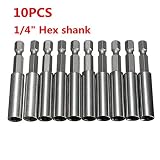 Baban 10Pcs 1/4'' Hex Magnetic Extension Drill Bit Holder Set Hex Power Tools Quick Change Shank [並行