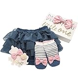 プラチナムベイビー LITTLE ONE ベビー 出産祝い(デニム&ピンクSET)ギフト BOX【3段チュールブルマ & 靴下 セット】