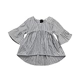 赤ちゃんの女の子のO - ネック幼児の子供の服幸運な太陽ストライププリンセストップスドレスコットン素材 (70, グレー)