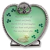 Glass Heart Candle Holder with Irish Saying - May the Warmth of Friends and Family and the Lilt of I