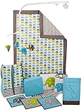 Bacati Elephants Crib Set with Bumper Pad, Aqua/Lime/Grey by Bacati [並行輸入品]