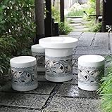 信楽焼　15号白唐草　テーブルセット　ガーデンテーブル　テーブル　セット　信楽焼き　陶器　オシャレ　te-0010