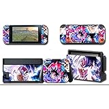 Alvhntr ドラゴンボール スーパーサイヤ人 ビニールスキンデカールステッカー 任天堂スイッチ用 アニメプロテクター ラップカバー 保護フェイスプレート フルセット コンソール ジョイコン ドック (ドラゴンボール2371)