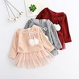 Kukiwa長袖、ガーゼ、プリンセス ドレス レースドレス ワンピース ポンポン バタフライレース 子ども服 チュールスカート フォーマル ワンピース 誕生日のプレゼント イベント パーティー 写真撮