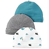 Carter's(カーターズ) ベビーキャップ3枚組(キャンプ/ボーダー/ターコイズ)【0-3M/新生児用】 0-3ヶ月 [並行輸入品]