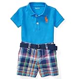 Ralph Lauren(ラルフローレン) 半袖ビッグポニー鹿の子ポロシャツ＆チェックショートパンツセット【9M/12M/18M/24M】/BigPony [並行輸入品]