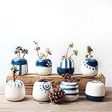Liebeye 植木鉢 8点セット 陶器 手描き 卓上 装飾 多肉植物 セラミック フラワーポット かわいい おしゃれ ギフト