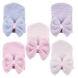 duophy 5個新生児ハンドメイド帽子幼児Big Bowヘッドバンドキャップニットかぎ針編みキャップfor Babies